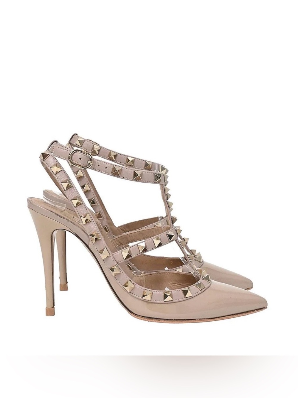 Size EU 36 valentino garavani rockstud caged pumps in nude patent calf leather